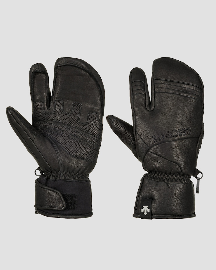 Men's ski gloves Descente 3 Finger Leather Glove black