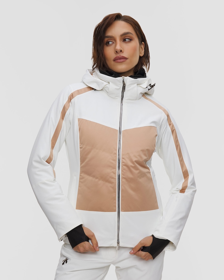 Dámska lyžiarska bunda Descente Hybrid Insulated Jacket bielo-zlatá