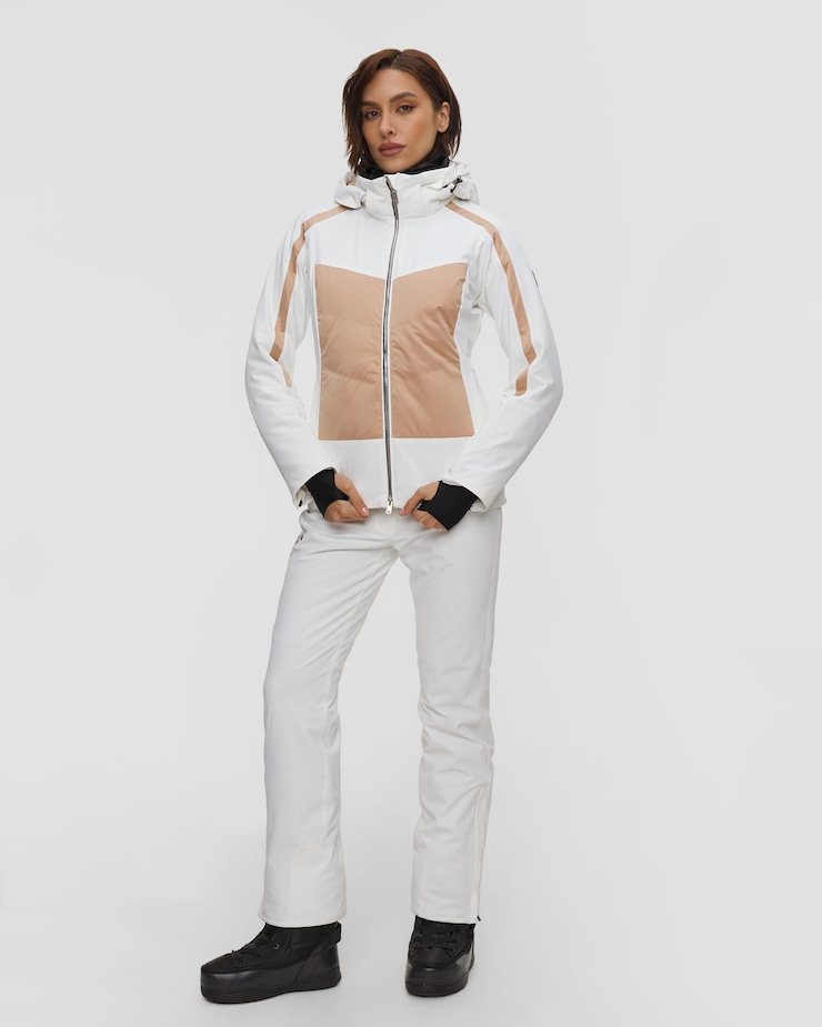 Dámska lyžiarska bunda Descente Hybrid Insulated Jacket bielo-zlatá
