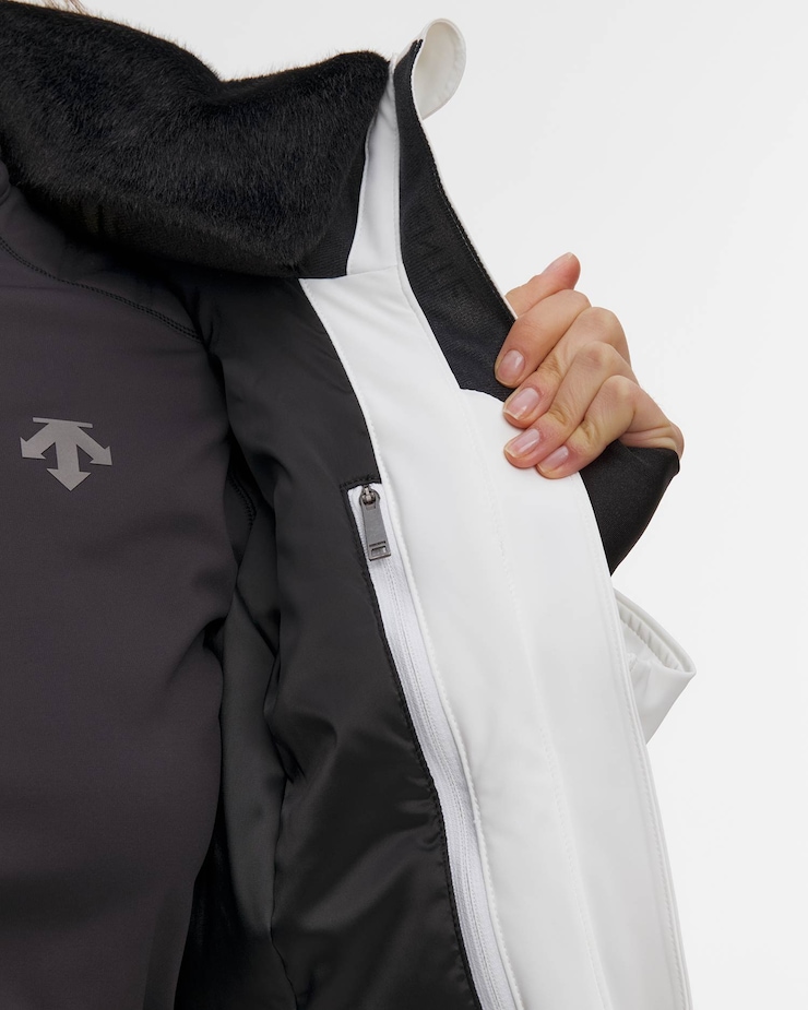 Dámska lyžiarska bunda Descente Hybrid Insulated Jacket bielo-zlatá