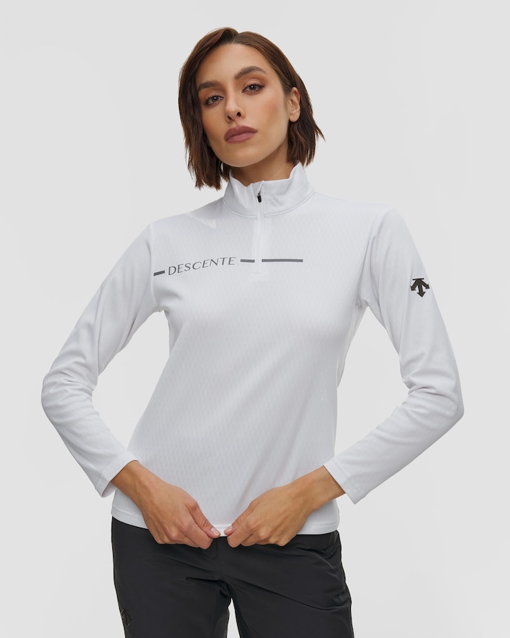 Golf narciarski damski Descente Logo T-Neck biały