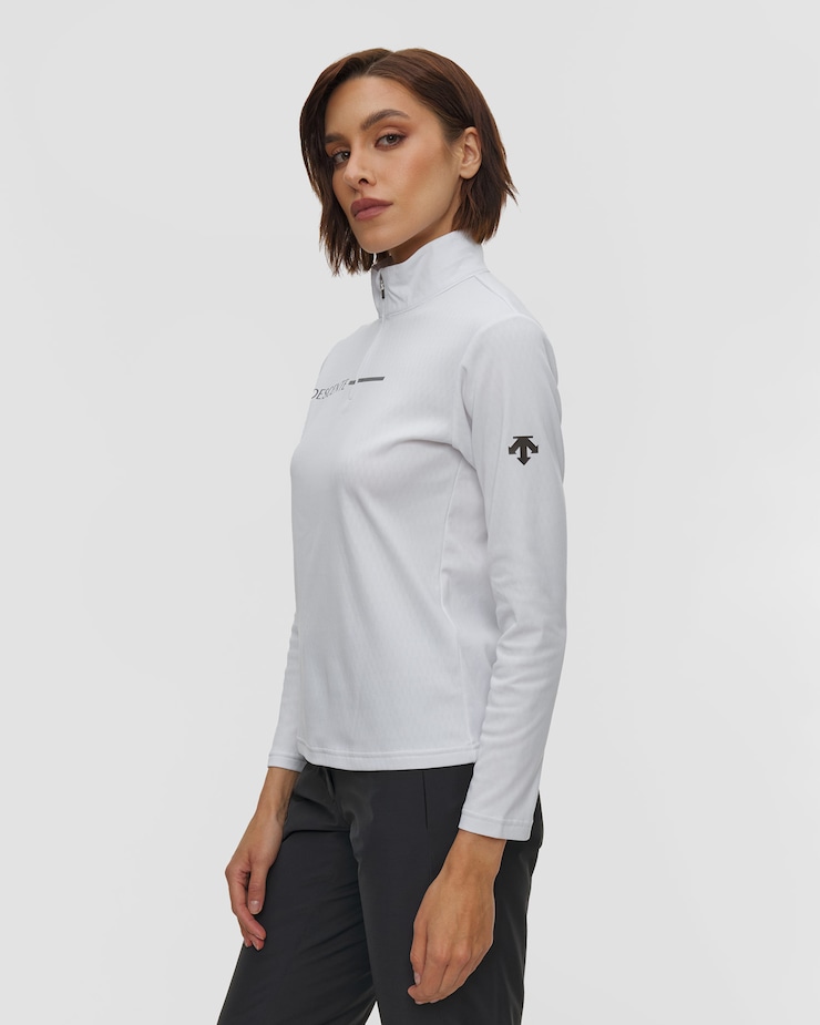 Golf narciarski damski Descente Logo T-Neck biały
