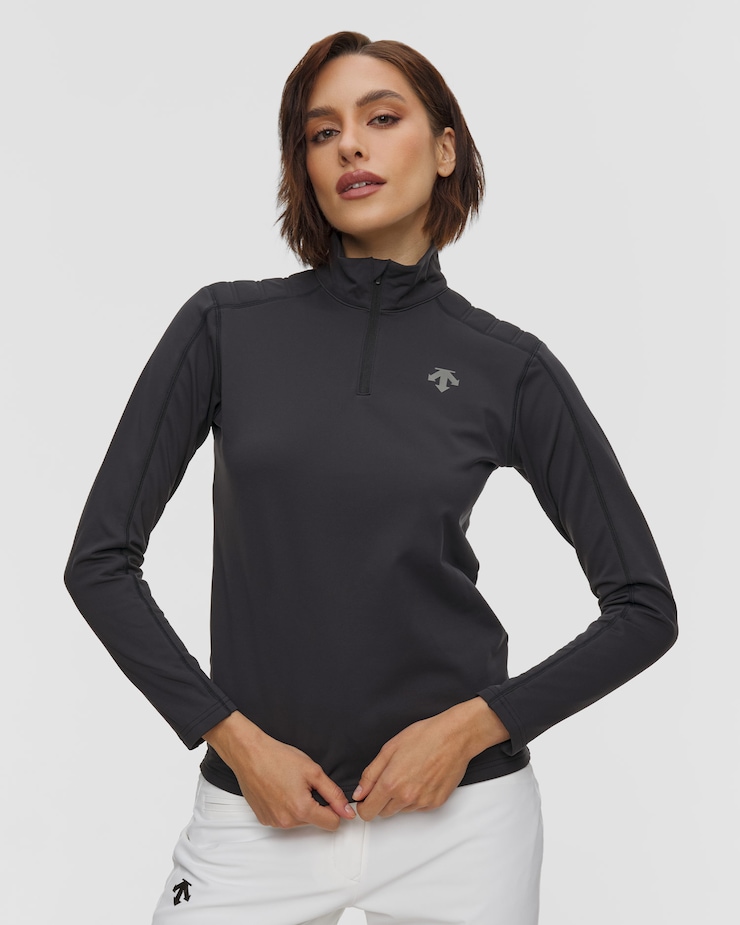 Golf narciarski damski Descente Shoulder Quilt T-Neck czarny