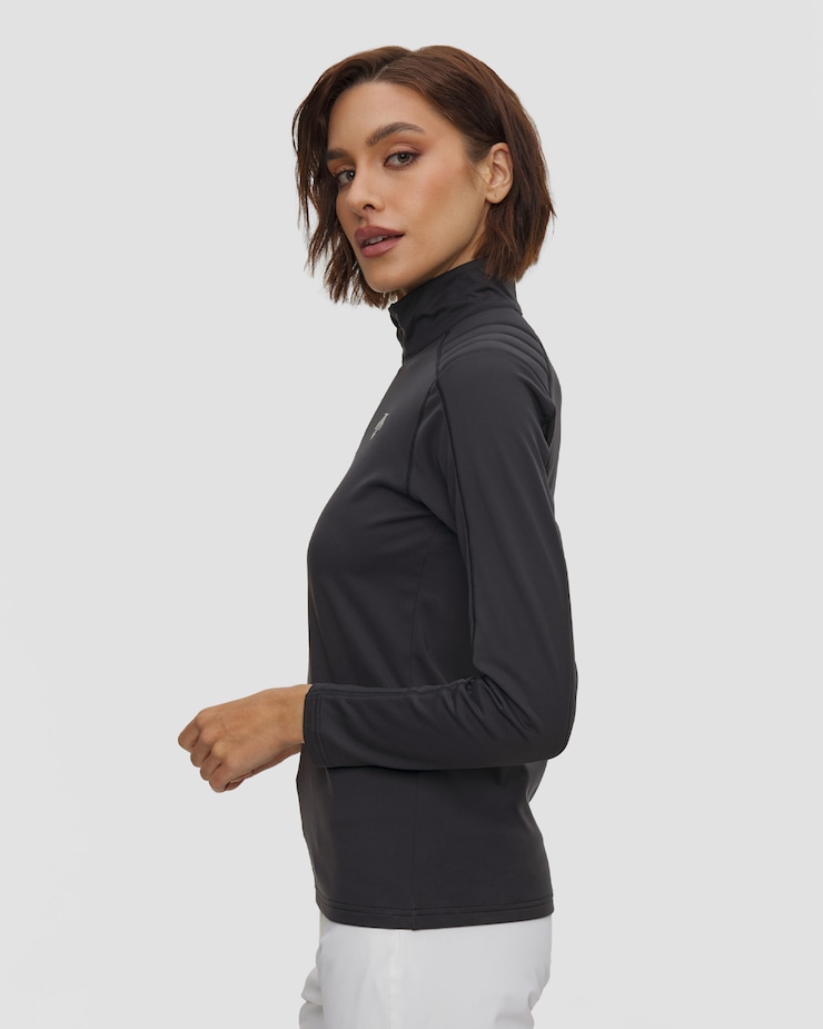 Golf narciarski damski Descente Shoulder Quilt T-Neck czarny