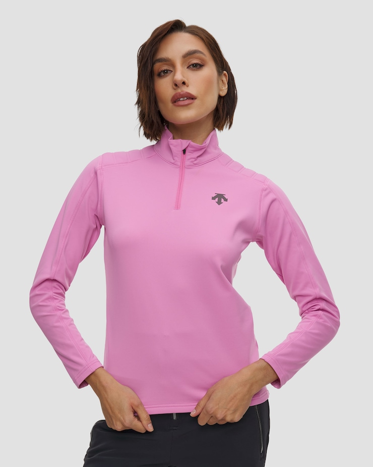 Golf narciarski damski Descente Shoulder Quilt T-Neck różowy, Kolor/Wzór: Różowy