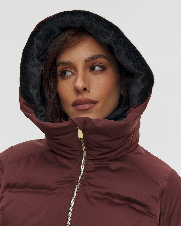 Kurtka narciarska damska Descente Hybrid Down Jacket bordowa