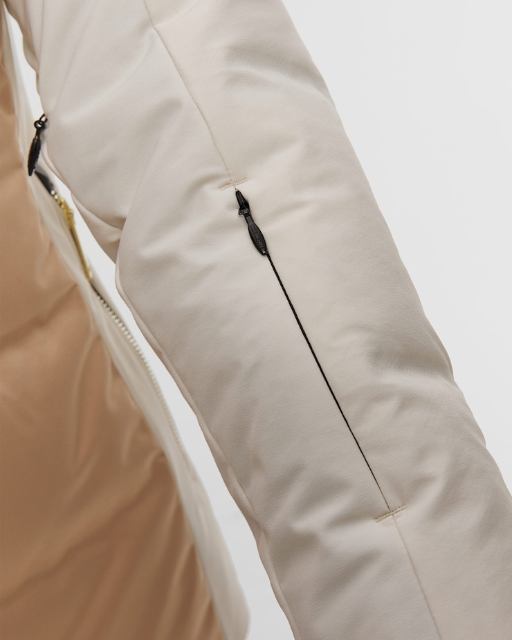 Descente Hybrid Down Jacket Damen-Skijacke in Weiß und Gold