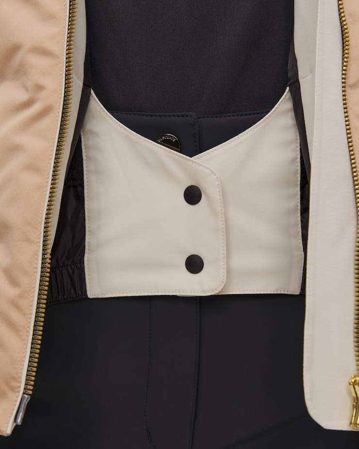 Descente Hybrid Down Jacket Damen-Skijacke in Weiß und Gold