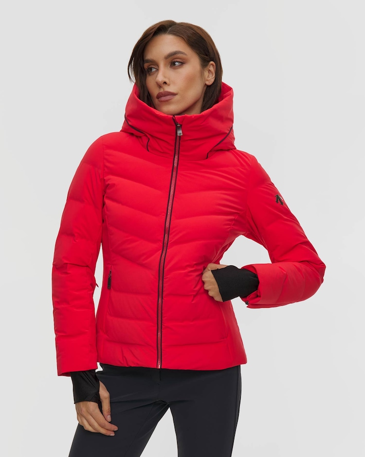 Kurtka narciarska damska Descente Down Jacket czerwona, Kolor/Wzór: Czerwony
