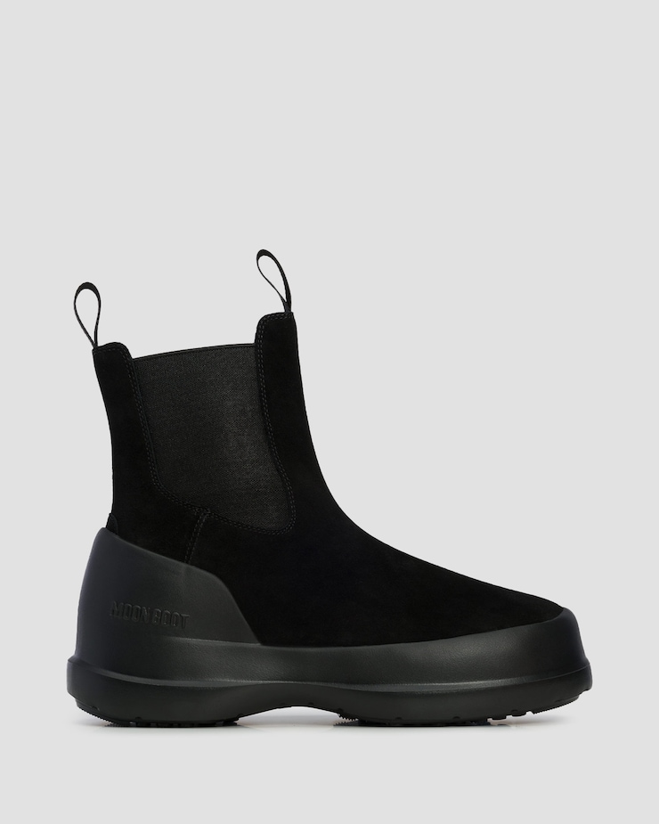 Czarne buty zimowe damskie Moon Boot Luna Chelsea Suede