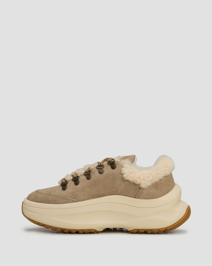 Béžové semišové tenisky s kožušinou Moon Boot Moon247 City Shearling