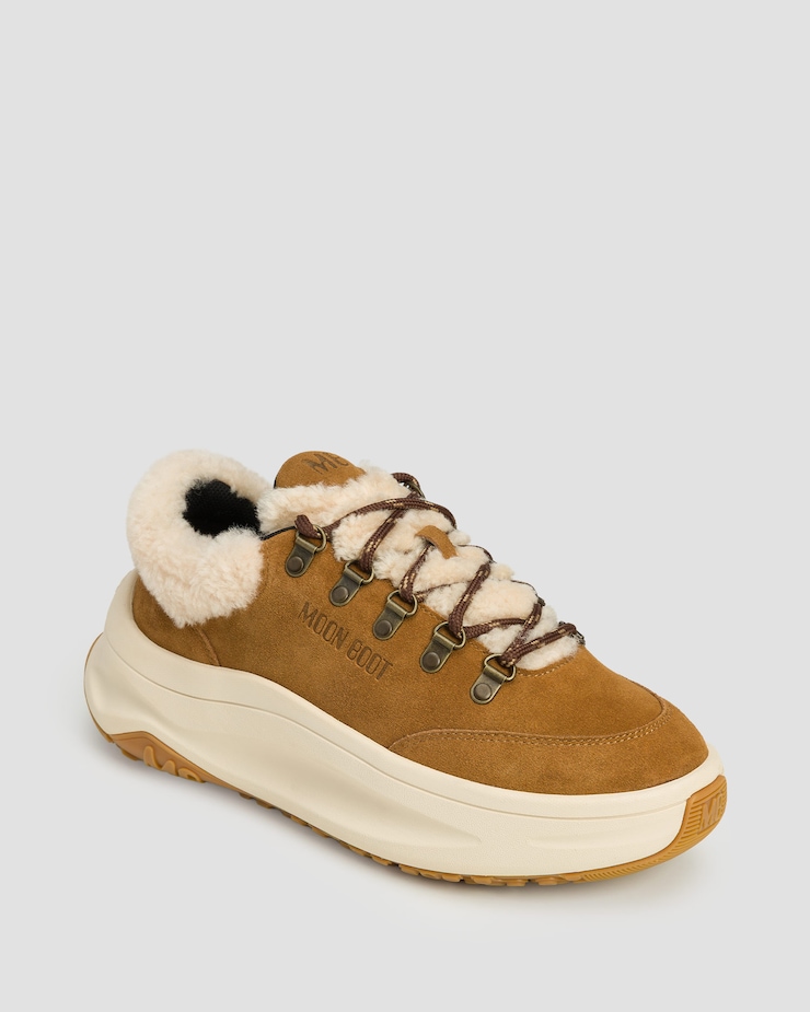 Hnedé semišové tenisky s kožušinou Moon Boot Moon247 City Shearling