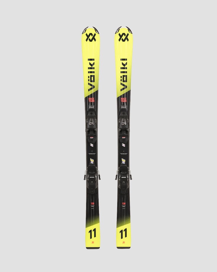 Volkl Racetiger Jr Yellow skis with Marker 4.5 vMotion Jr bindings 6162t1.va