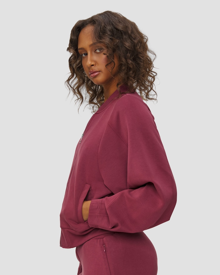 Deha Damen-Sweatjacke aus Modal in Dunkelrot