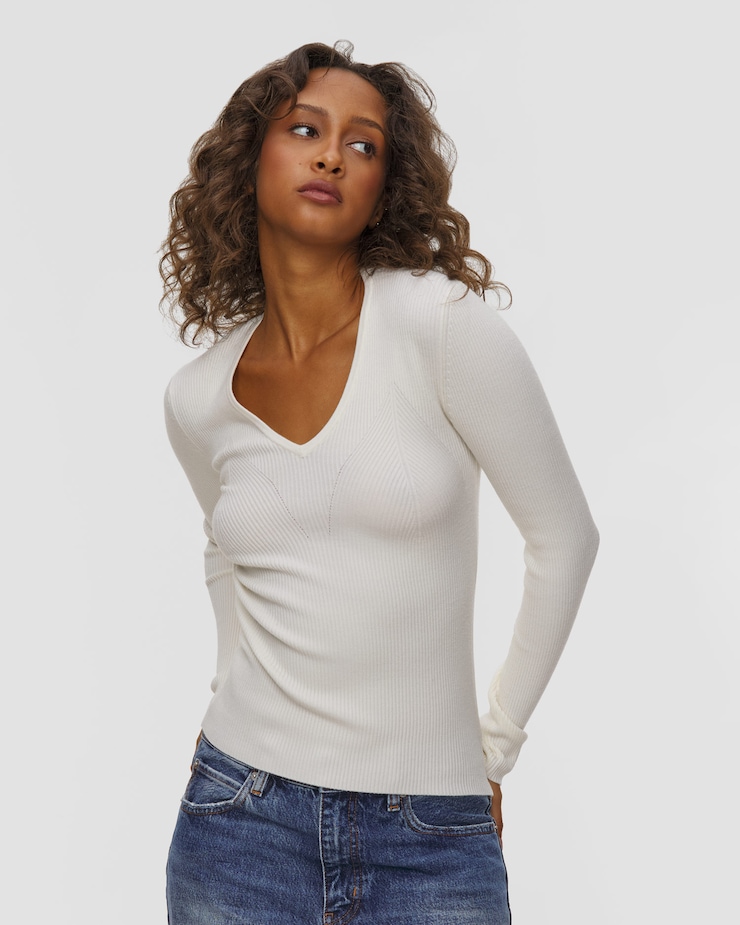 Deha Wollpullover für Damen, Farbe/Muster: Biały