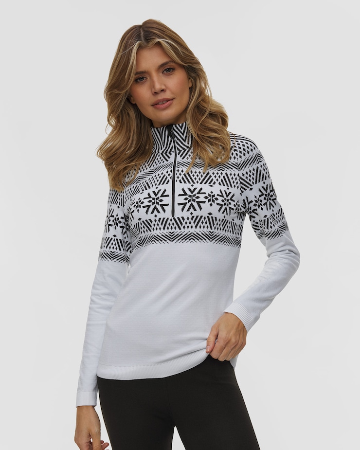 Golf techniczny damski Cervinia, Kolor/Wzór: Biały,Print