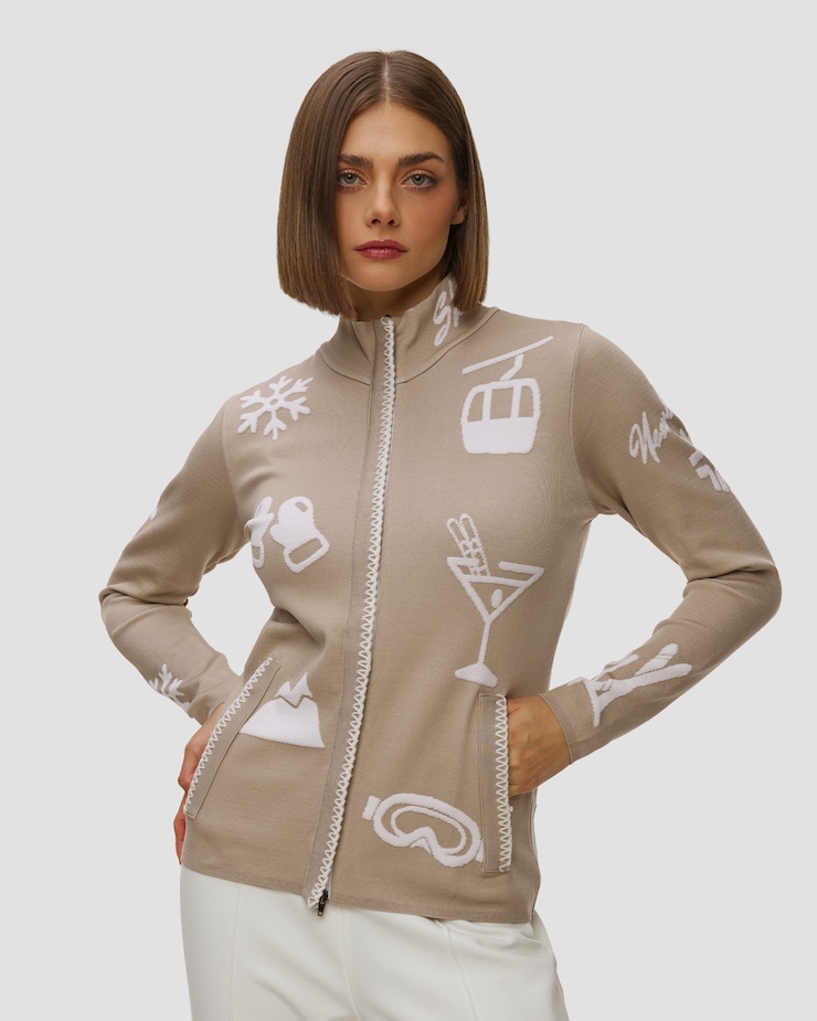 Bluză descheiată pentru femei Newland Vertige, Culoare/Model: Beżowy,Print