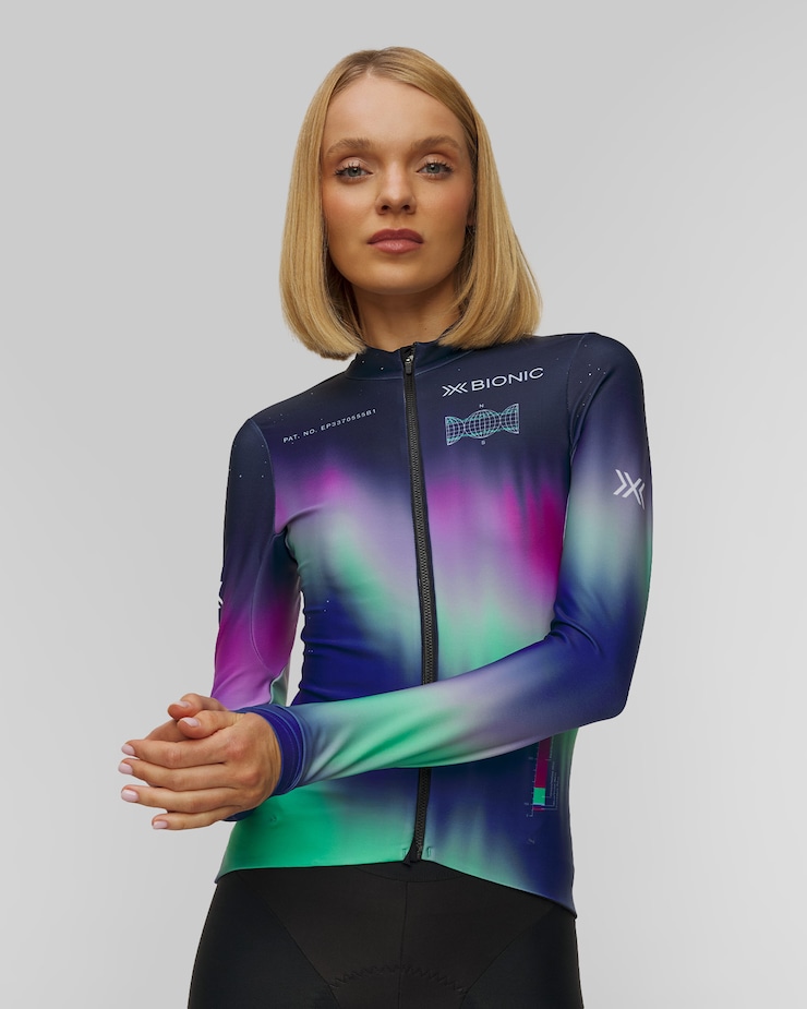 X-Bionic Corefusion Ride Warm Jersey LS Radsport-Longsleeve für Damen, Farbe/Muster: Multikolor
