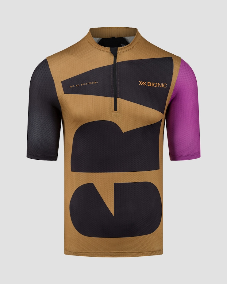X-Bionic Corefusion Gravel Jersey Herren-T-Shirt in Beige und Schwarz