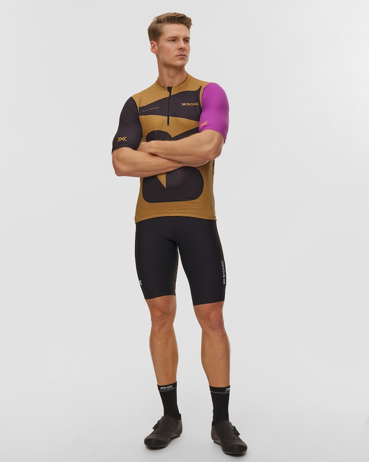 Maglia da gravel da uomo X-Bionic Corefusion Gravel Jersey beige-nera