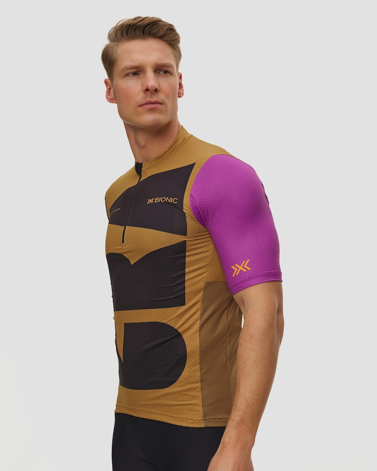 Maglia da gravel da uomo X-Bionic Corefusion Gravel Jersey beige-nera