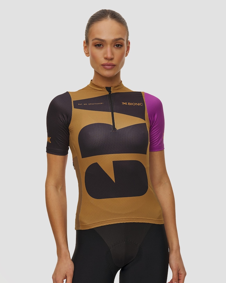 Maglia da gravel da donna X-Bionic Corefusion Gravel Jersey beige-nera