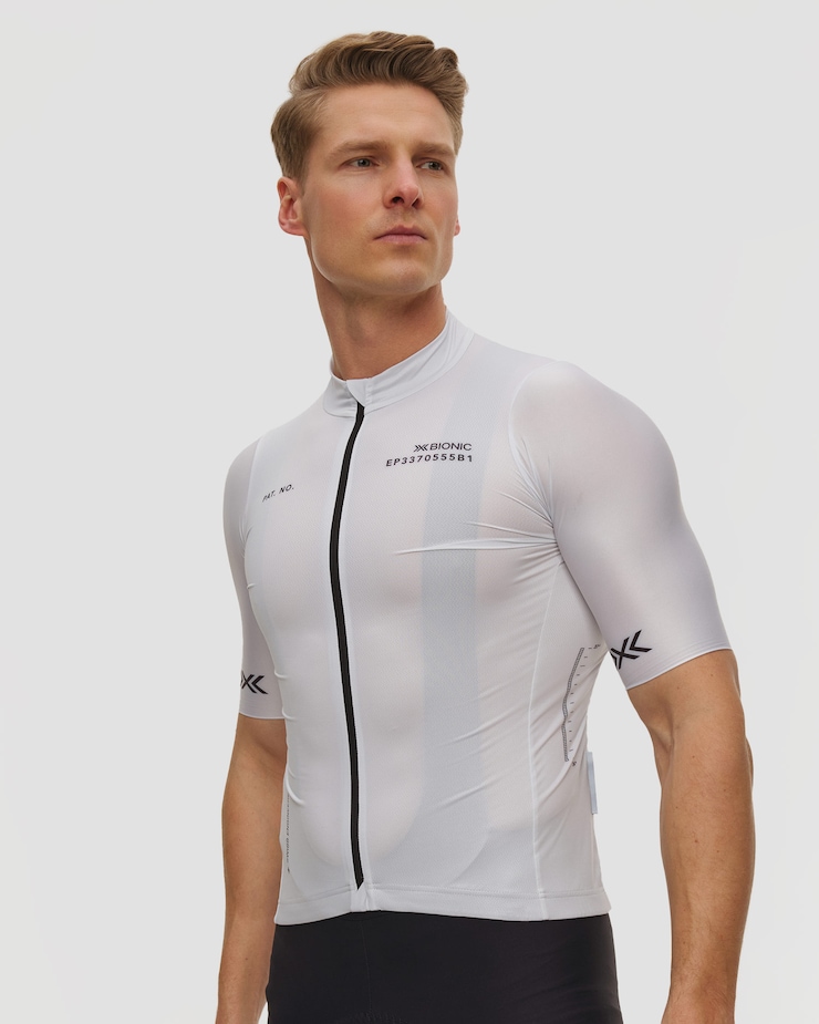 X-Bionic Corefusion Ride Jersey SS Fahrradtrikot für Herren in Weiß, Farbe/Muster: Biały