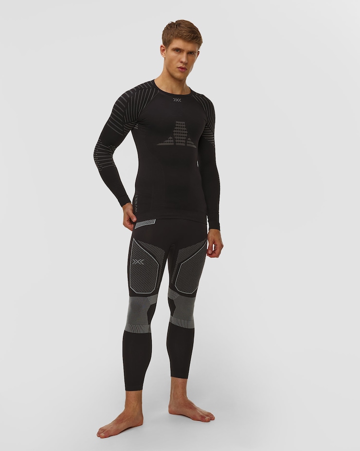 Leggings thermoactifs noirs et gris pour hommes X-Bionic Energy Accumulator Light Pants