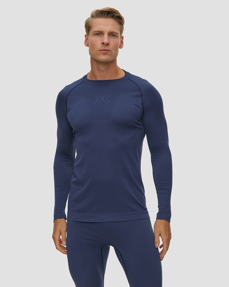 Pánske termo tričko s dlhým rukávom X-Bionic X-Ential Baselayer LS tmavomodré, Farba-Vzor: Granatowy