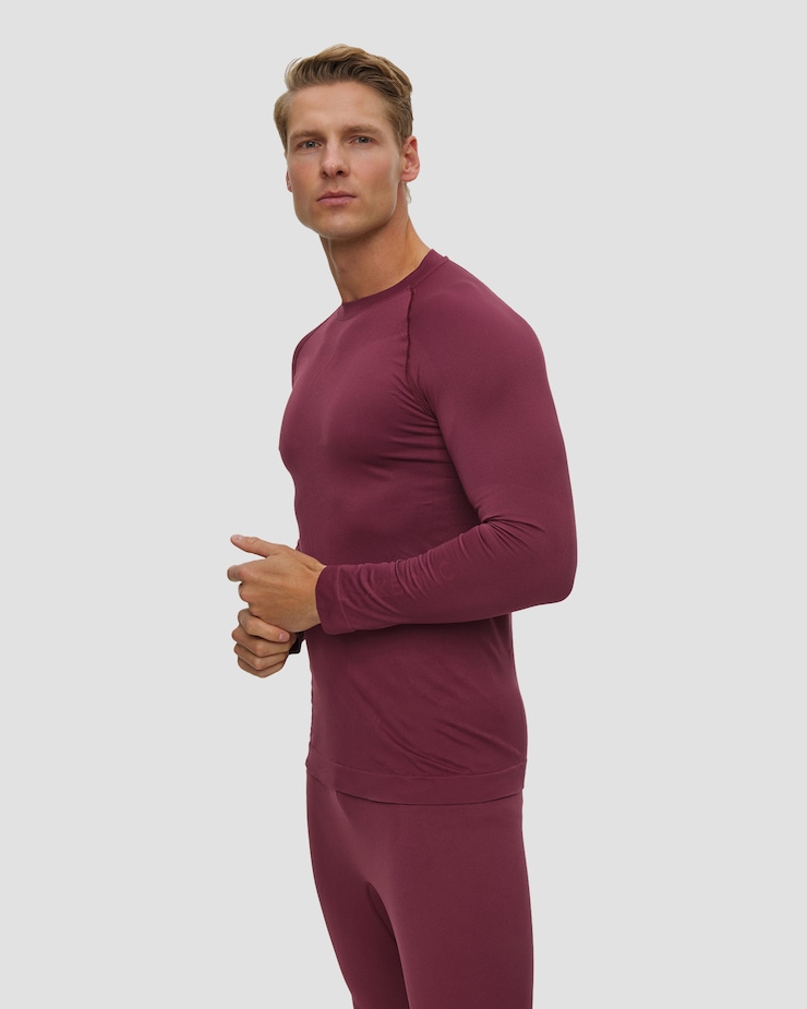 T-shirt à manches longues thermique actif pour hommes X-Bionic X-Ential Baselayer LS bordeaux