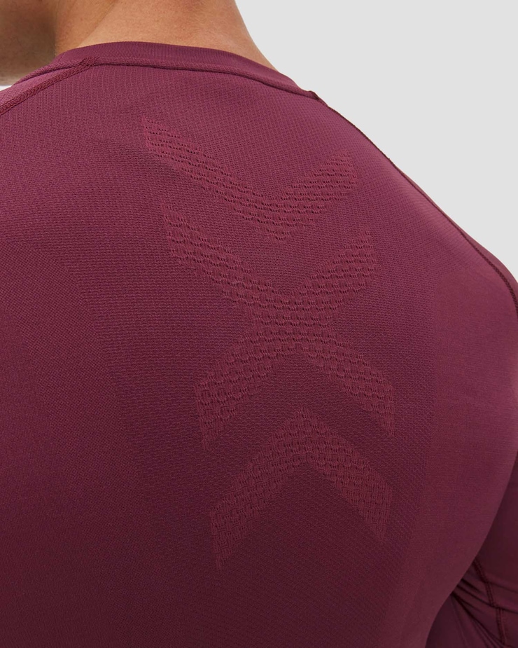 T-shirt à manches longues thermique actif pour hommes X-Bionic X-Ential Baselayer LS bordeaux