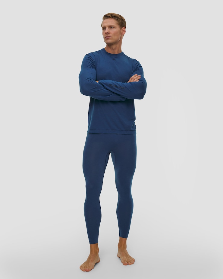 X-Bionic Mightywool Light Shirt LS Thermoaktives Herren-Langarmshirt in Dunkelblau