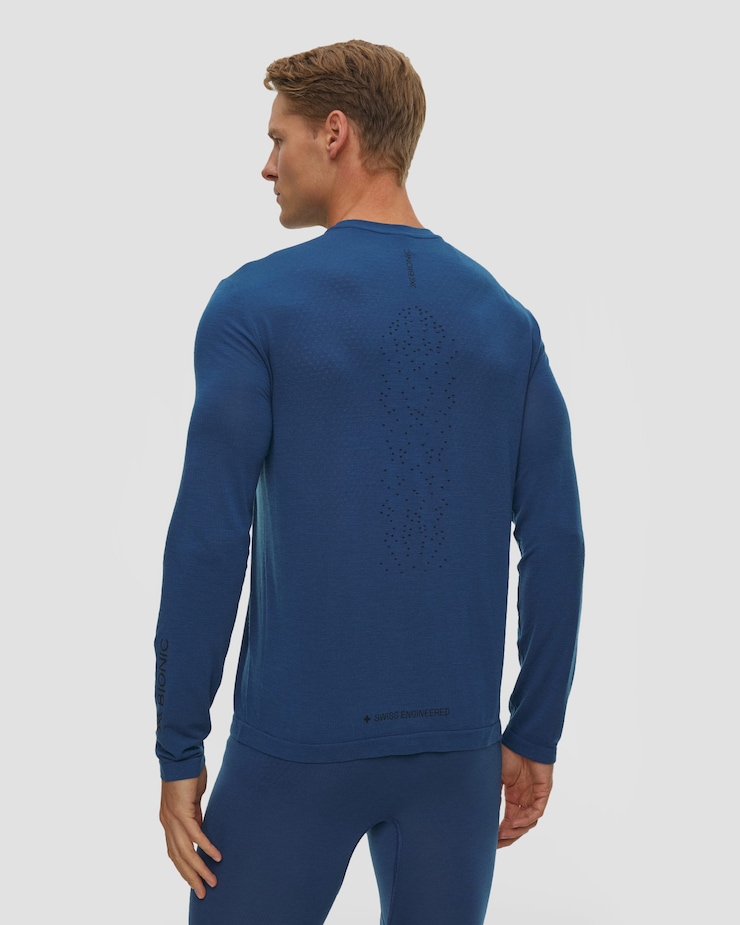 X-Bionic Mightywool Light Shirt LS Thermoaktives Herren-Langarmshirt in Dunkelblau
