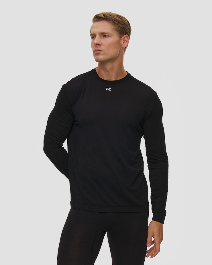 X-Bionic Mightywool Light Shirt LS Thermoaktives Herren-Langarmshirt in Schwarz