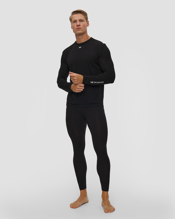 X-Bionic Mightywool Light Shirt LS Thermoaktives Herren-Langarmshirt in Schwarz