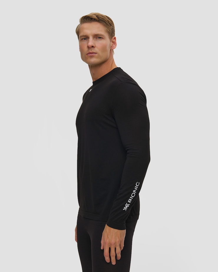 X-Bionic Mightywool Light Shirt LS Thermoaktives Herren-Langarmshirt in Schwarz
