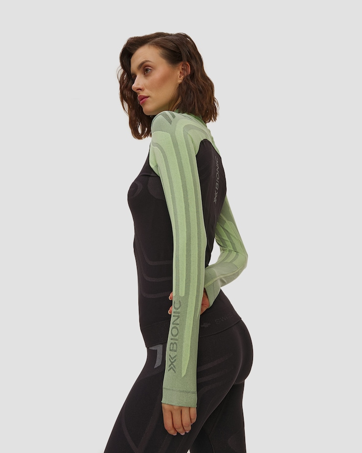 Longsleeve thermoactif noir et vert pour femmes X-Bionic Heatloop Shirt LS