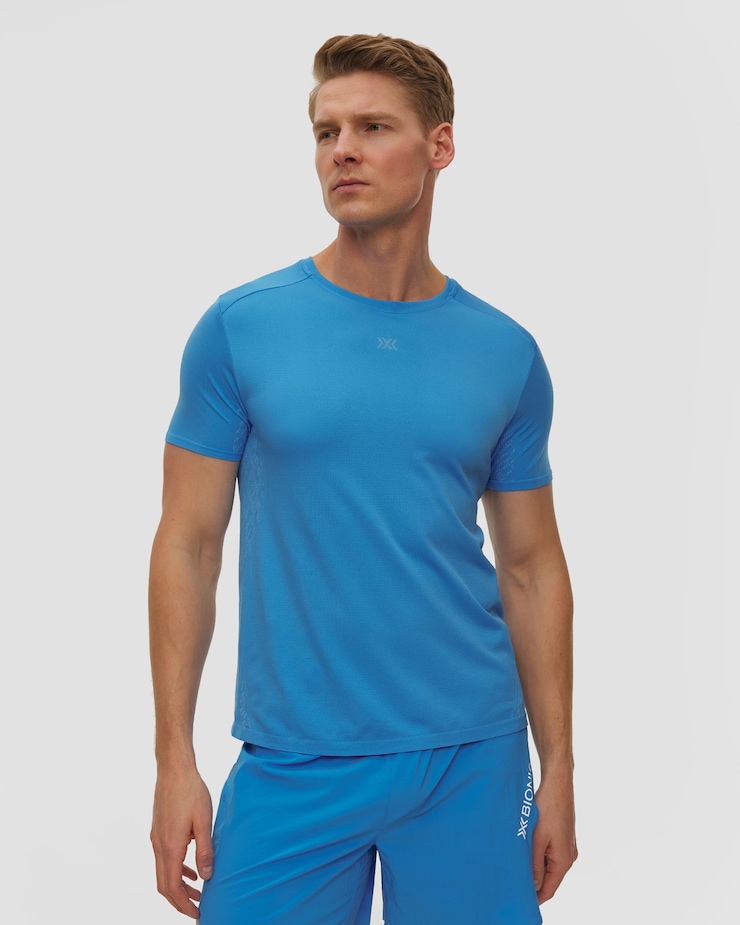X-Bionic Xceed Run Discover Shirt Herren-Laufshirt in Blau, Farbe/Muster: Niebieski