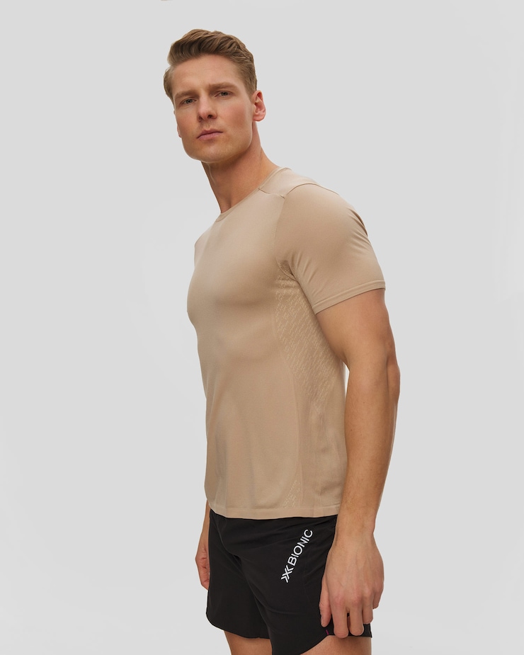 X-Bionic Xceed Run Discover Shirt Herren-Laufshirt in Beige