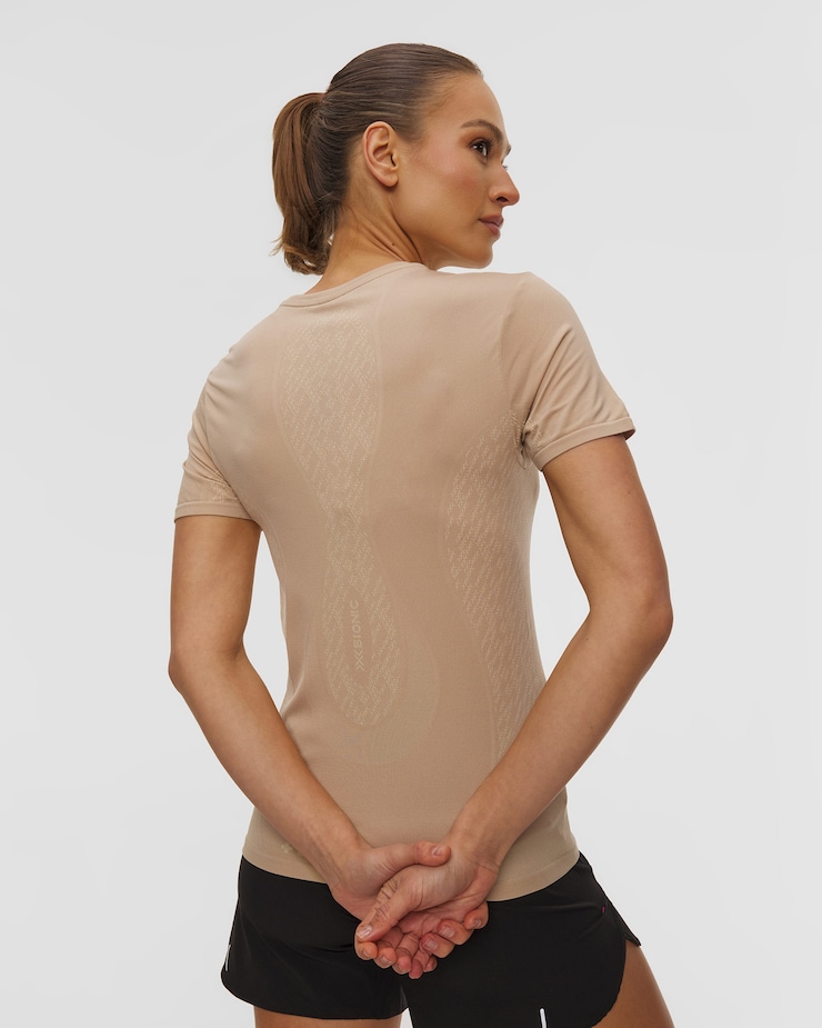 X-Bionic Xceed Run Discover Shirt Damen-Laufshirt in Beige