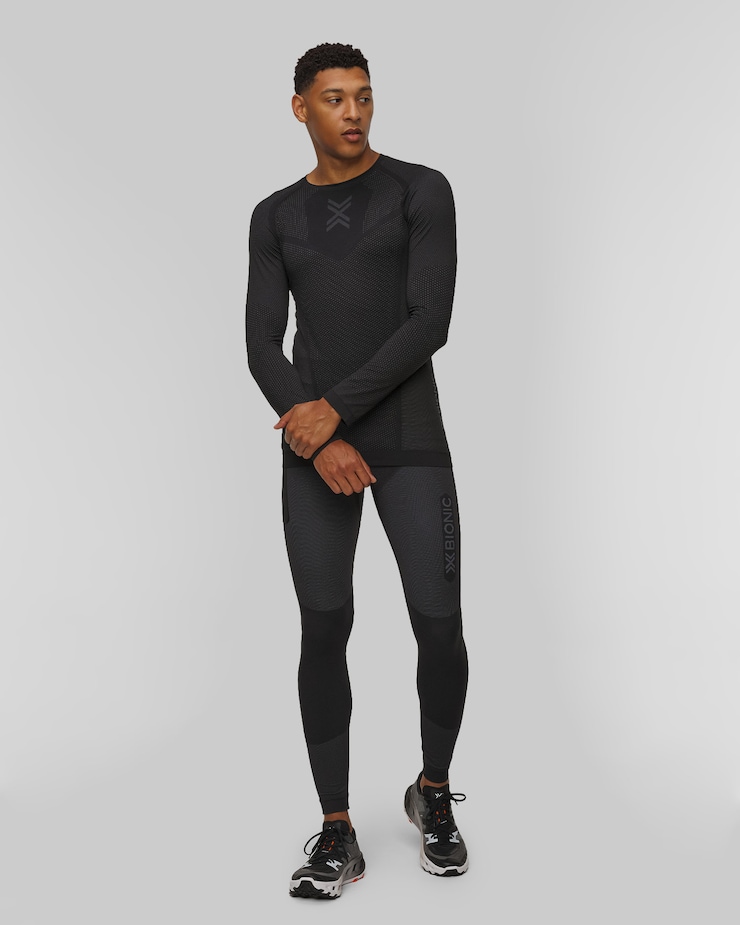 Leginsy biegowe męskie X-Bionic Xceed Run Long Tights czarno-szare