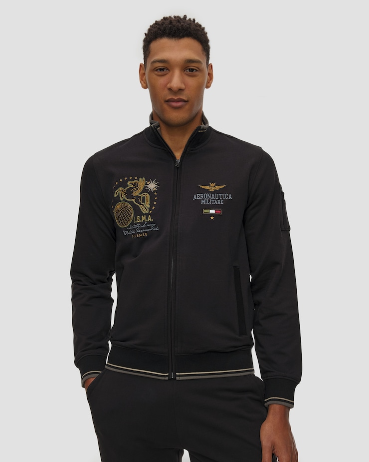 Czarna bluza męska Aeronautica Militare, Kolor/Wzór: Czarny