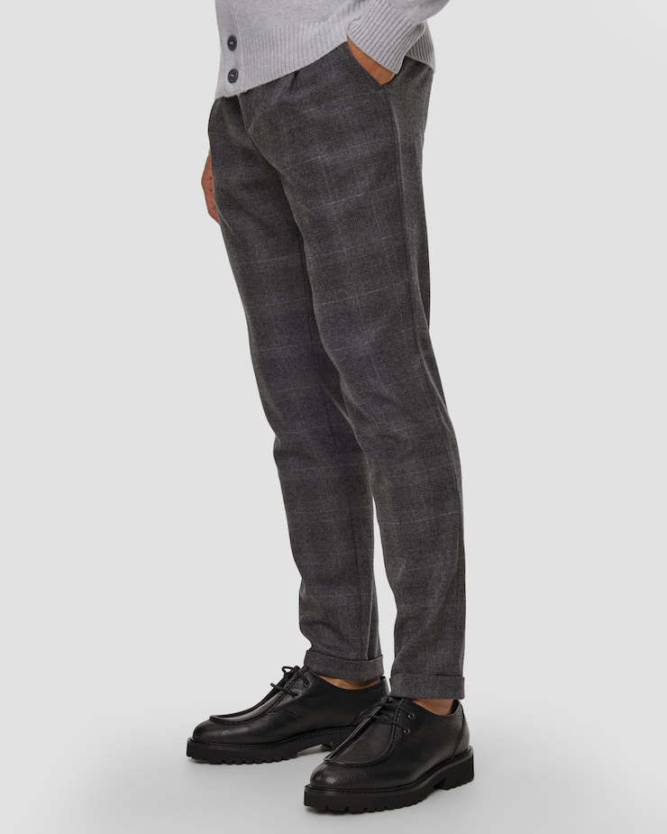 Alberto Barista -Bv - Wool Glencheck Herrenhose aus Wolle