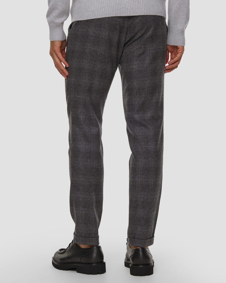 Alberto Barista -Bv - Wool Glencheck Herrenhose aus Wolle
