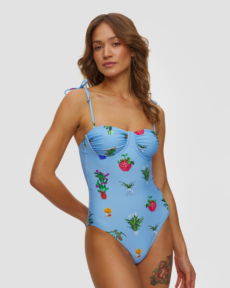 Niebieski strój kąpielowy jednoczęściowy damski Seafolly Ruched Underwire One Piece