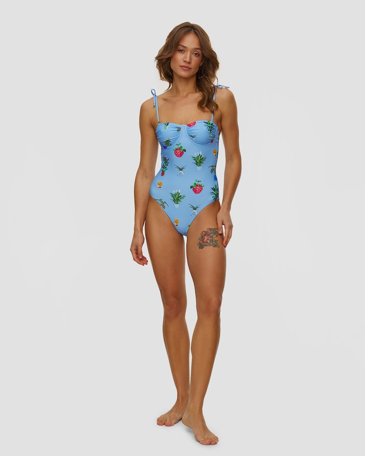 Niebieski strój kąpielowy jednoczęściowy damski Seafolly Ruched Underwire One Piece