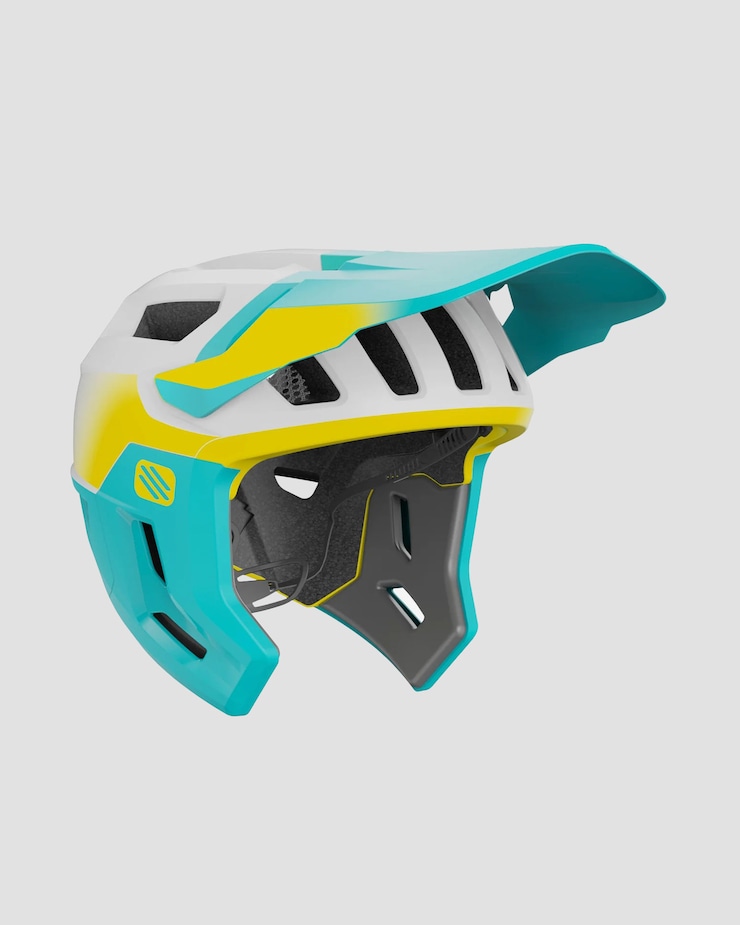Kask rowerowy enduro Rudy Project Terraform Pro, Kolor/Wzór: Biały,Niebieski,Żółty