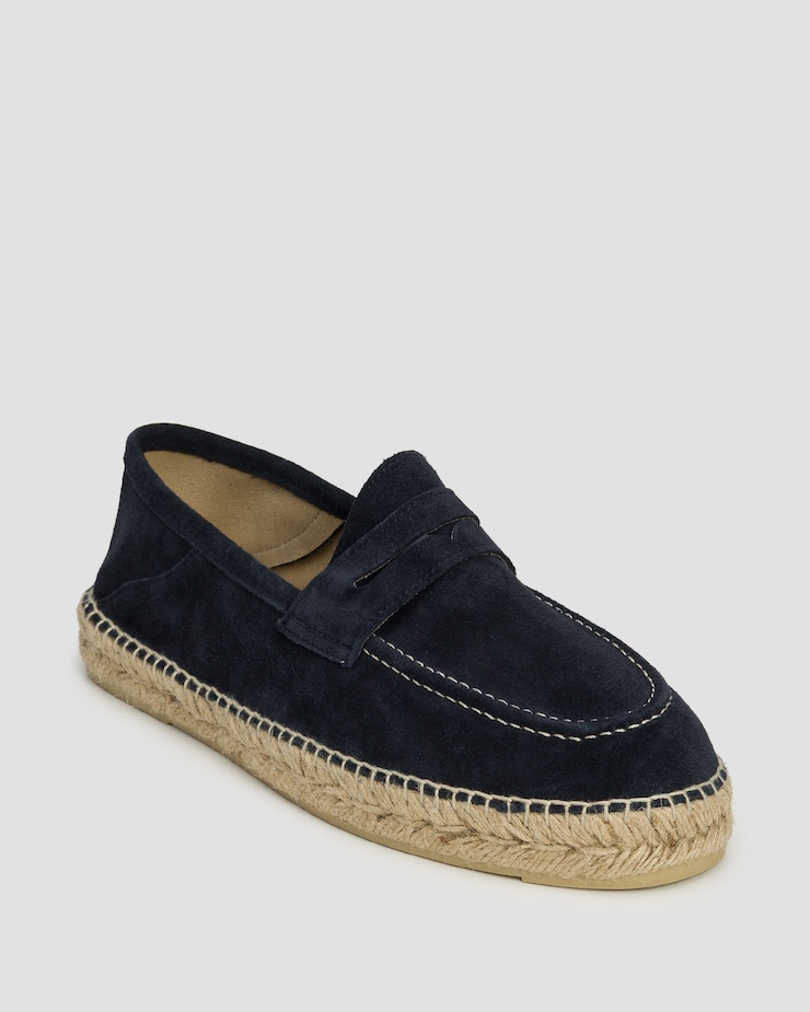 Loafer in camoscio da uomo Manebi Hamptons Loafers Espadrilles blu scuro