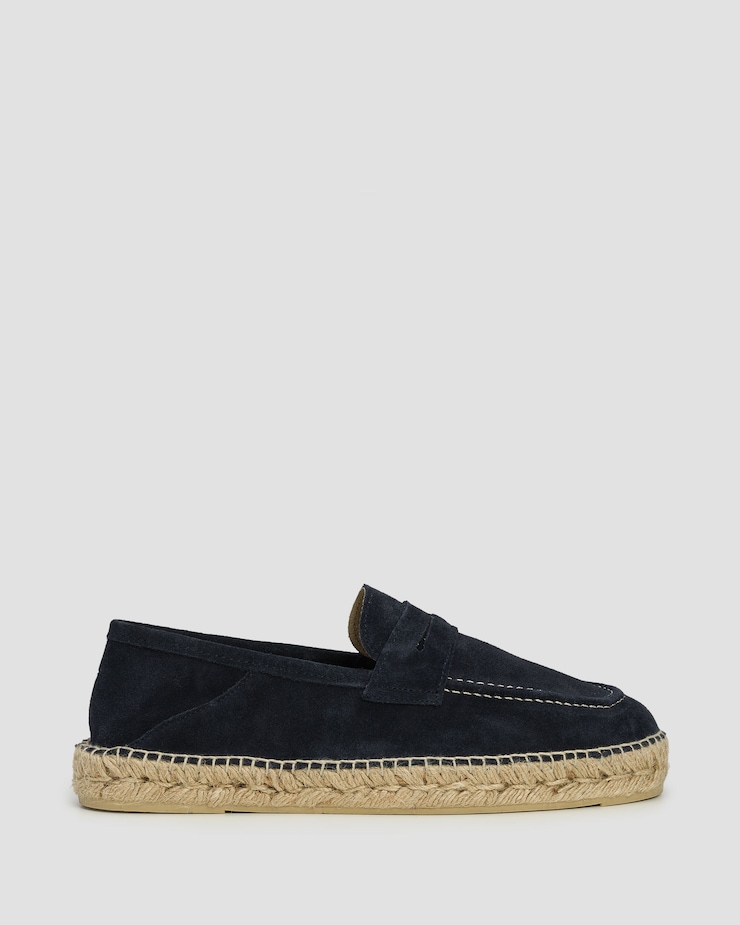 Loafer in camoscio da uomo Manebi Hamptons Loafers Espadrilles blu scuro