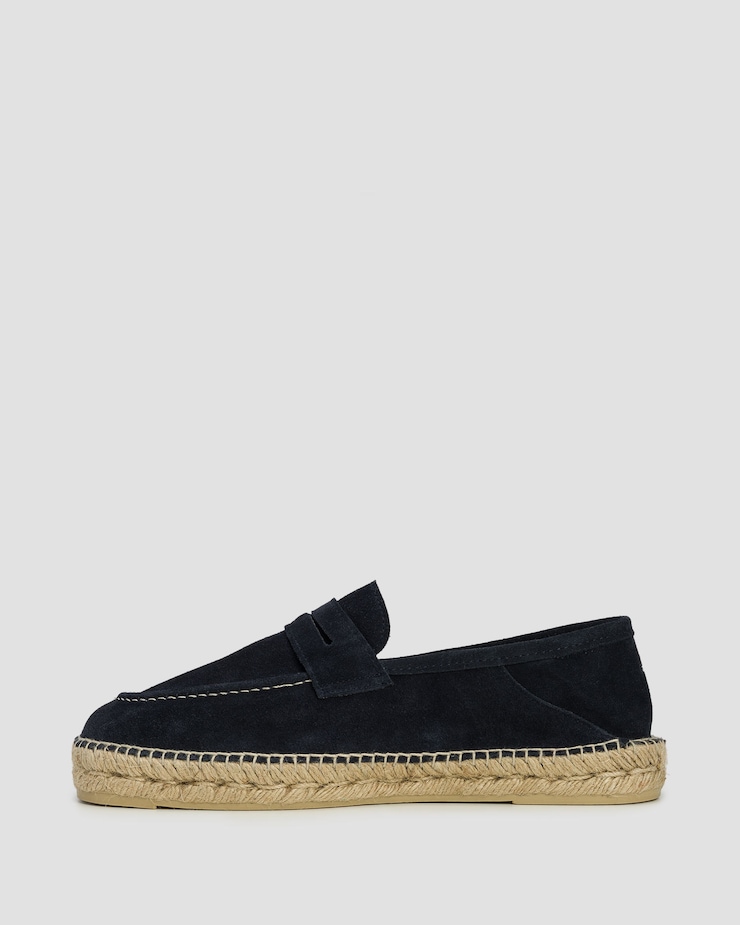 Loafer in camoscio da uomo Manebi Hamptons Loafers Espadrilles blu scuro